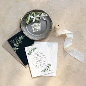 Invitation Eucalyptus simple élégant noir blanc moderne