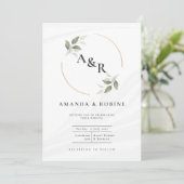 Invitation Eucalyptus Simple Minimaliste Initiale Mariage (Debout devant)