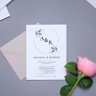 Invitation Eucalyptus Simple Minimaliste Initiale Mariage