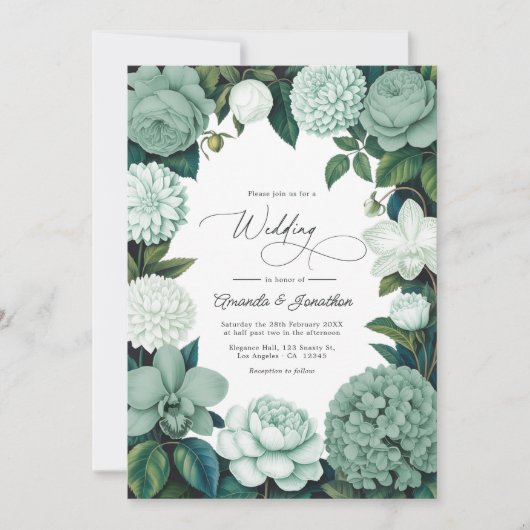 Invitation Eucalyptus Soft, Mint Frost & Snowdrop Wedding (Devant)