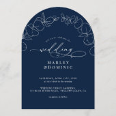 Invitation Eucalyptus Springs Script Navy Blue Arch Wedding (Devant)