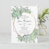 Invitation Eucalyptus Succulent Fête des mariées frontalière (Debout devant)