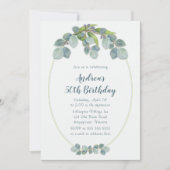 Invitation Eucalyptus Swag fête d'anniversaire pour elle (Devant)