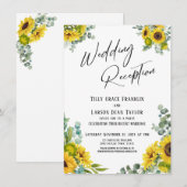 Invitation Eucalyptus Tournesol Écriture Manuscrite Réception (Devant / Derrière)