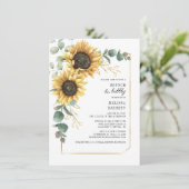 Invitation Eucalyptus Tournesol Flore Vert Brunch Bubbly (Debout devant)
