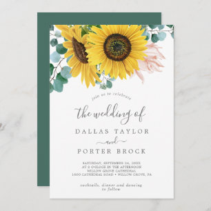 Invitation Eucalyptus Tournesol Rustique Le Mariage De