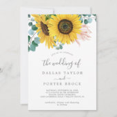 Invitation Eucalyptus Tournesol Rustique Tout en un Mariage (Devant)