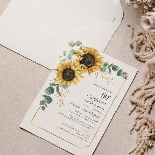 Invitation Eucalyptus tournesol Script floral 60e anniversair
