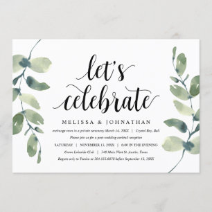 Invitation Eucalyptus verdoyant, Encre noire, Elopement Maria