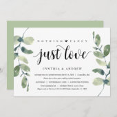 Invitation Eucalyptus verdoyant, Encre noire, Elopement Maria (Devant / Derrière)