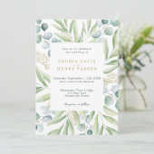 Invitation Eucalyptus verdoyant Lumière Sage Mariage Invita (Debout devant)