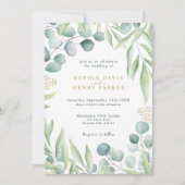 Invitation Eucalyptus verdoyant Lumière Sage Mariage Invita (Devant)
