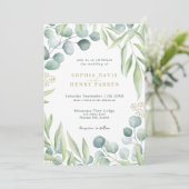 Invitation Eucalyptus verdoyant Lumière Sage Mariage Invita (Debout devant)