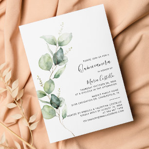 Invitation Eucalyptus Verdure 15e Anniversaire Quinceanera