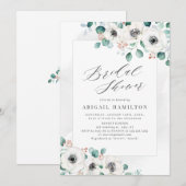 Invitation Eucalyptus verdure anémone floral douche nuptiale (Devant / Derrière)