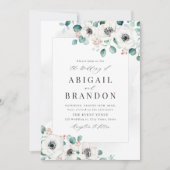 Invitation Eucalyptus verdure anémonique floral rustique mari (Devant)