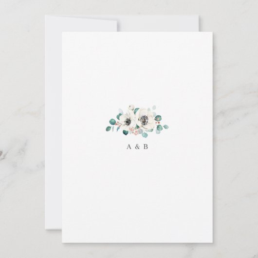 Invitation Eucalyptus verdure anémonique floral rustique mari (Dos)