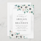 Invitation Eucalyptus verdure anémonique floral rustique mari (Devant / Derrière)