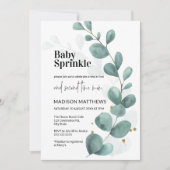 Invitation Eucalyptus Verdure Aquarelle Bébé Parsemer (Devant)