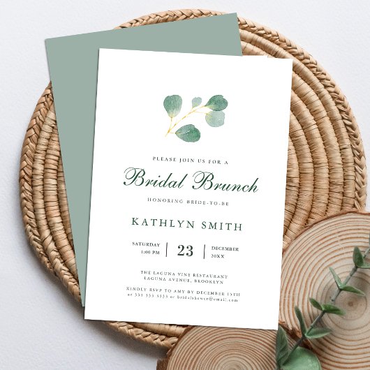 Invitation Eucalyptus Verdure Aquarelle Brunch nuptial