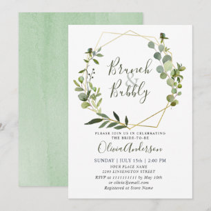 Invitation Eucalyptus verdure aquarelle BRUNCH PETILLANT