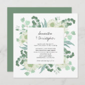 Invitation Eucalyptus Verdure Aquarelle Fleurs Mariage (Devant / Derrière)