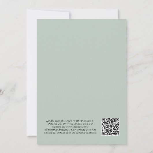 Invitation Eucalyptus Verdure Aquarelle QR Code Mariage (Dos)