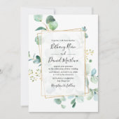 Invitation Eucalyptus Verdure avec Mariage de cadre géométriq (Devant)