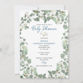 Invitation Eucalyptus Verdure Baby Boy Baby shower bleu (Devant)