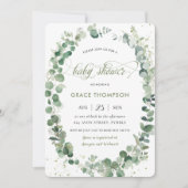 Invitation Eucalyptus verdure Baby shower neutre genre (Devant)