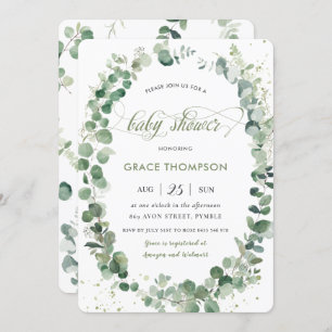 Invitation Eucalyptus verdure Baby shower neutre genre