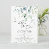 Invitation Eucalyptus verdure Baby shower neutre genre (Debout devant)