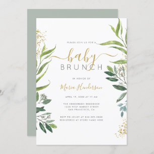 Invitation Eucalyptus Verdure & Baby shower Or Brunch