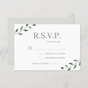 Invitation Eucalyptus Verdure Blanc Elégant Mariage RSVP