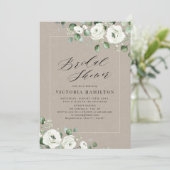 Invitation Eucalyptus verdure blanc fleuri nuptiale douche (Debout devant)