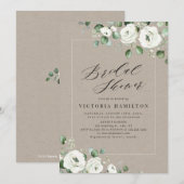 Invitation Eucalyptus verdure blanc fleuri nuptiale douche (Devant / Derrière)