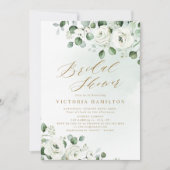 Invitation Eucalyptus verdure blanc fleuri nuptiale douche (Devant)