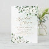 Invitation Eucalyptus verdure blanc fleuri nuptiale douche (Debout devant)