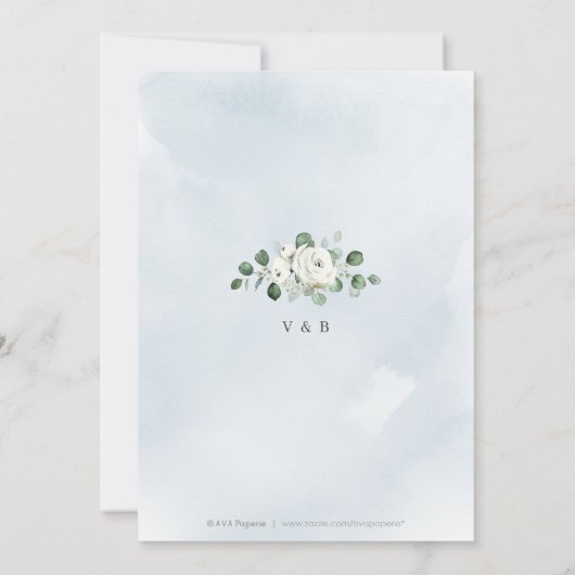 Invitation Eucalyptus verdure blanc fleuri nuptiale douche (Dos)