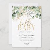 Invitation Eucalyptus verdure Bonjour Baby shower (Devant)