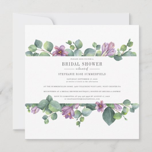 Invitation Eucalyptus Verdure Botanique Écriture Mariage (Devant)