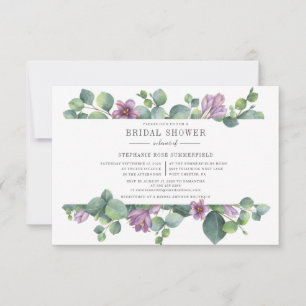 Invitation Eucalyptus Verdure Botanique Mariage Violet Fête d