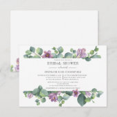 Invitation Eucalyptus Verdure Botanique Mariage Violet Fête d (Devant / Derrière)