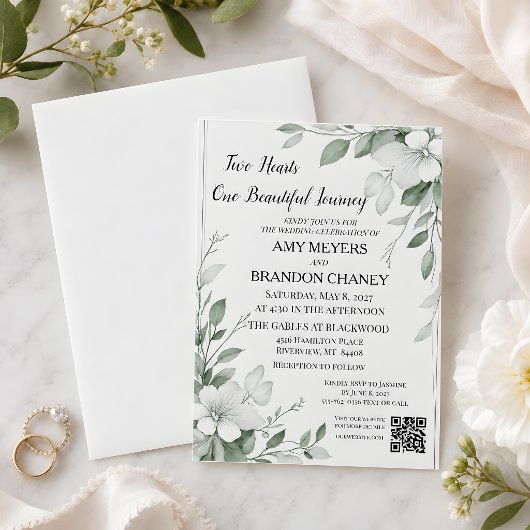 Invitation Eucalyptus Verdure Deux Cœurs