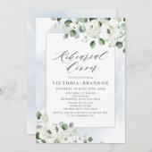 Invitation Eucalyptus verdure dîner de répétition fleurie bla (Devant / Derrière)