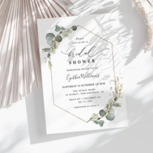 Invitation Eucalyptus verdure douche nuptiale géométrique