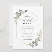 Invitation Eucalyptus verdure douche nuptiale géométrique (Devant)