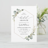 Invitation Eucalyptus verdure douche nuptiale géométrique (Debout devant)