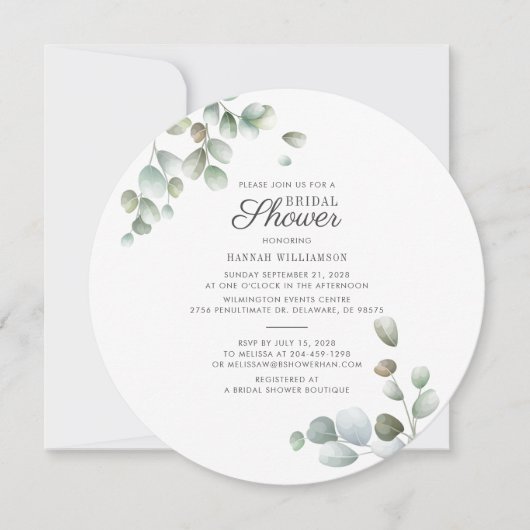 Invitation Eucalyptus Verdure Écriture Foliage Enterrement de (Devant)