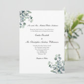 Invitation Eucalyptus Verdure Élégant Mariage de l'écriture f (Debout devant)